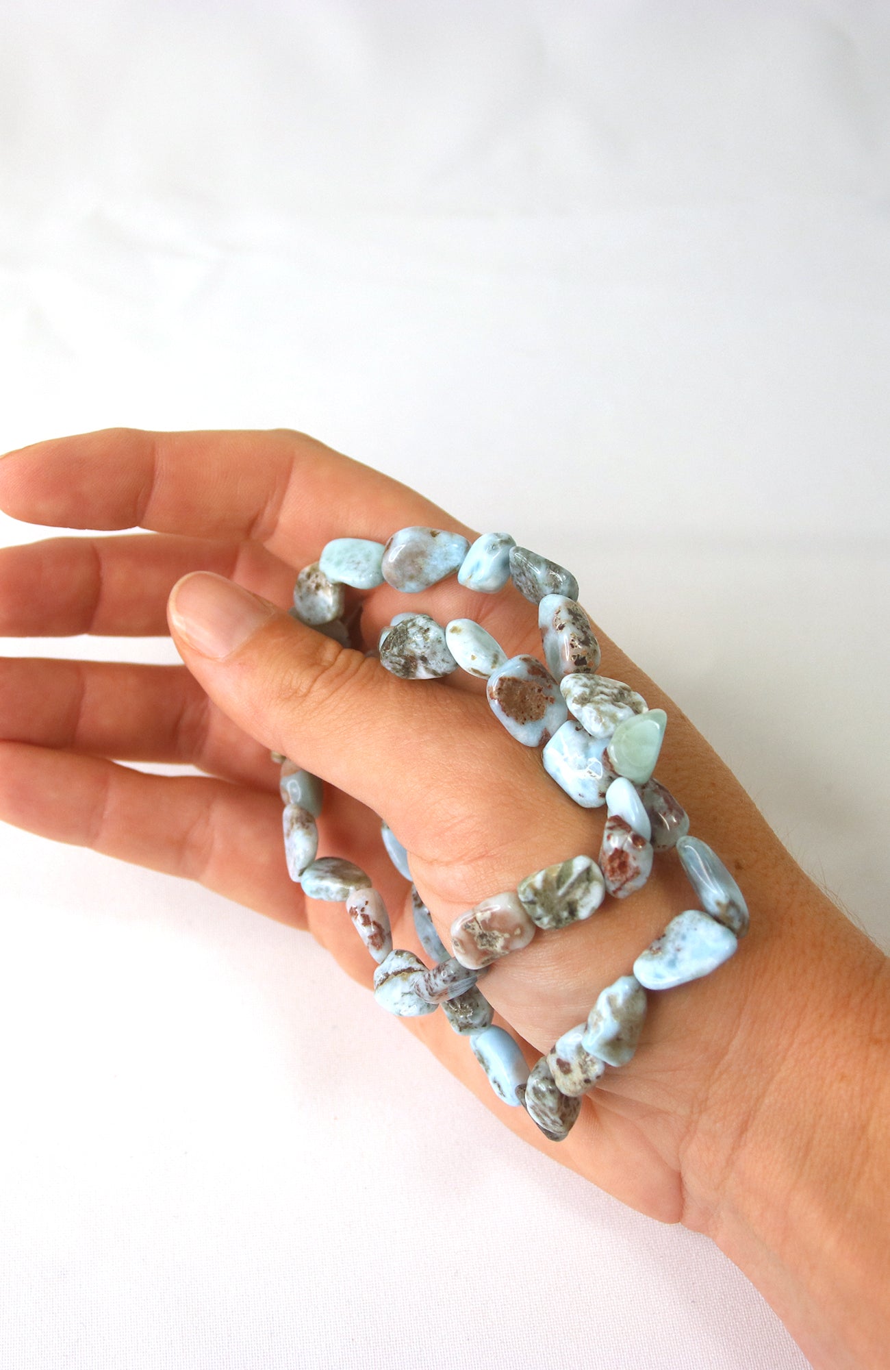 Larimar 6-8mm Nugget Bracelet for wrists up to 20cm
